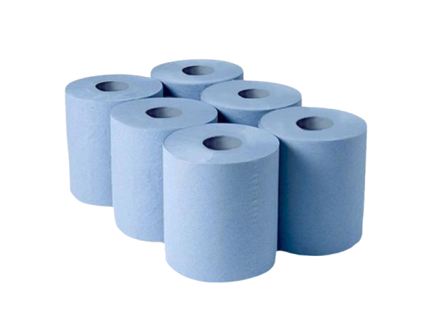 2 PLY BLUE CENTER PULL ROLLS 6 ROLLS 140M X 20CM 500 SHEETS