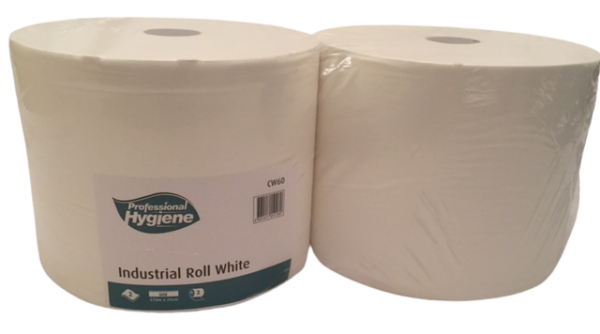 2 PLY WHITE WIPEROLL 2 ROLLS 570M X 25CM