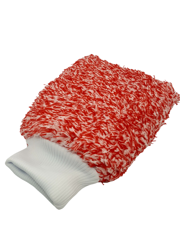 MICROFIBER RED & WHITE WASH MITT